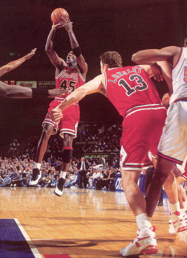 Michael Jordan Wearing "Chicago" Air Jordan X