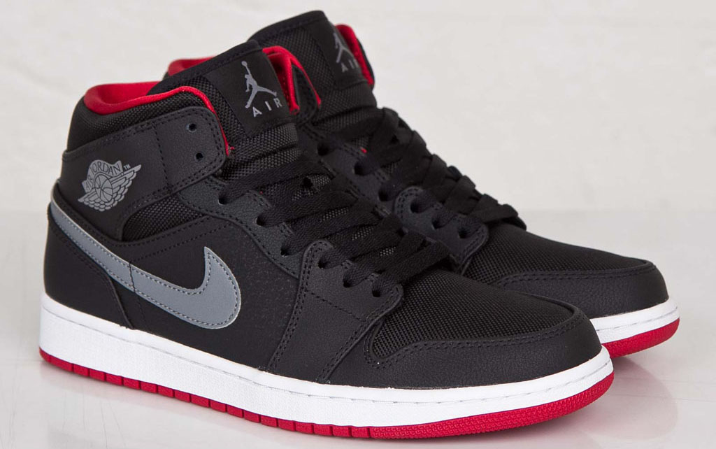 air jordan 1 mid black cool grey gym red