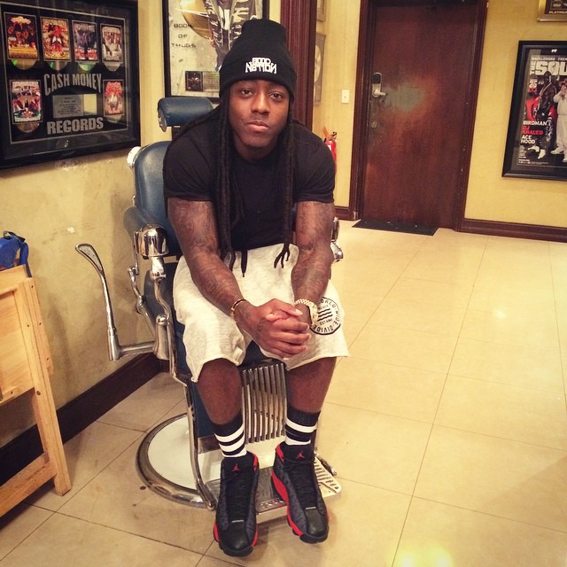 Ace Hood wearing Air Jordan XIII 13 Black/Red