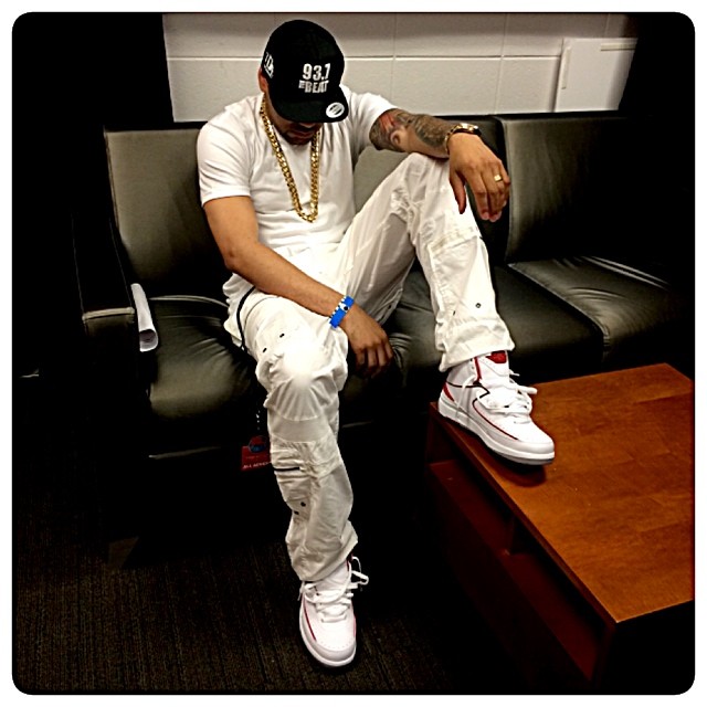 DJ Envy wearing Air Jordan II 2 White/Red