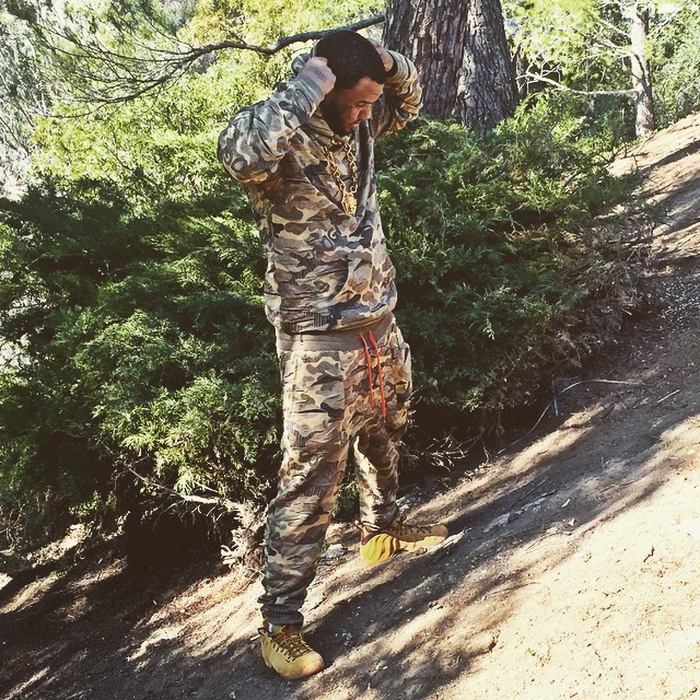 The Game wearing Nike Air Foamposite One Wheat