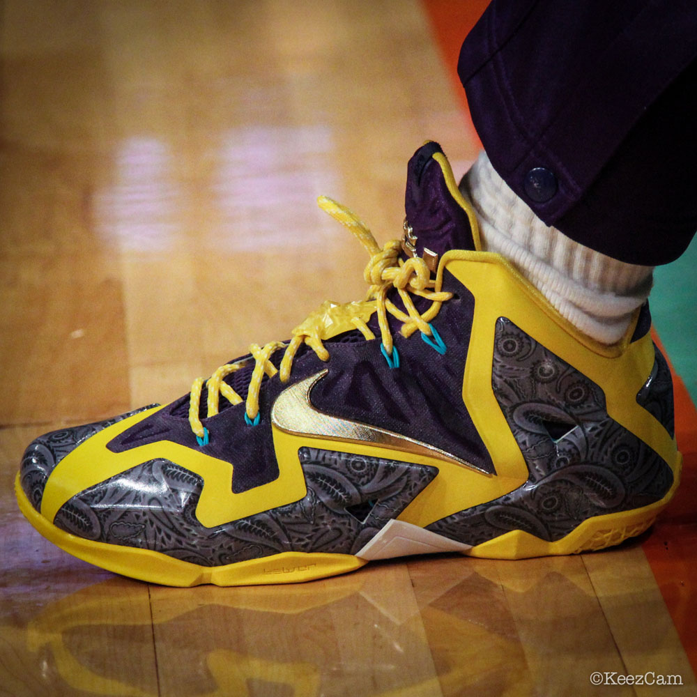 Candice Wiggins wearing Nike LeBron XI 11 Los Angeles Sparks PE