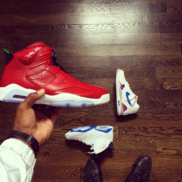 Victor Cruz Picks Up Air Jordan VI 6 Spizike & Sport Blue, Nike Air Tech Challenge II 2