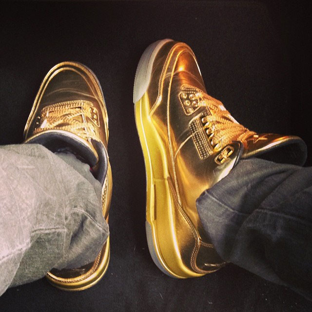 Usher Wears Metallic Gold Air Jordan 3 | Sole Collector