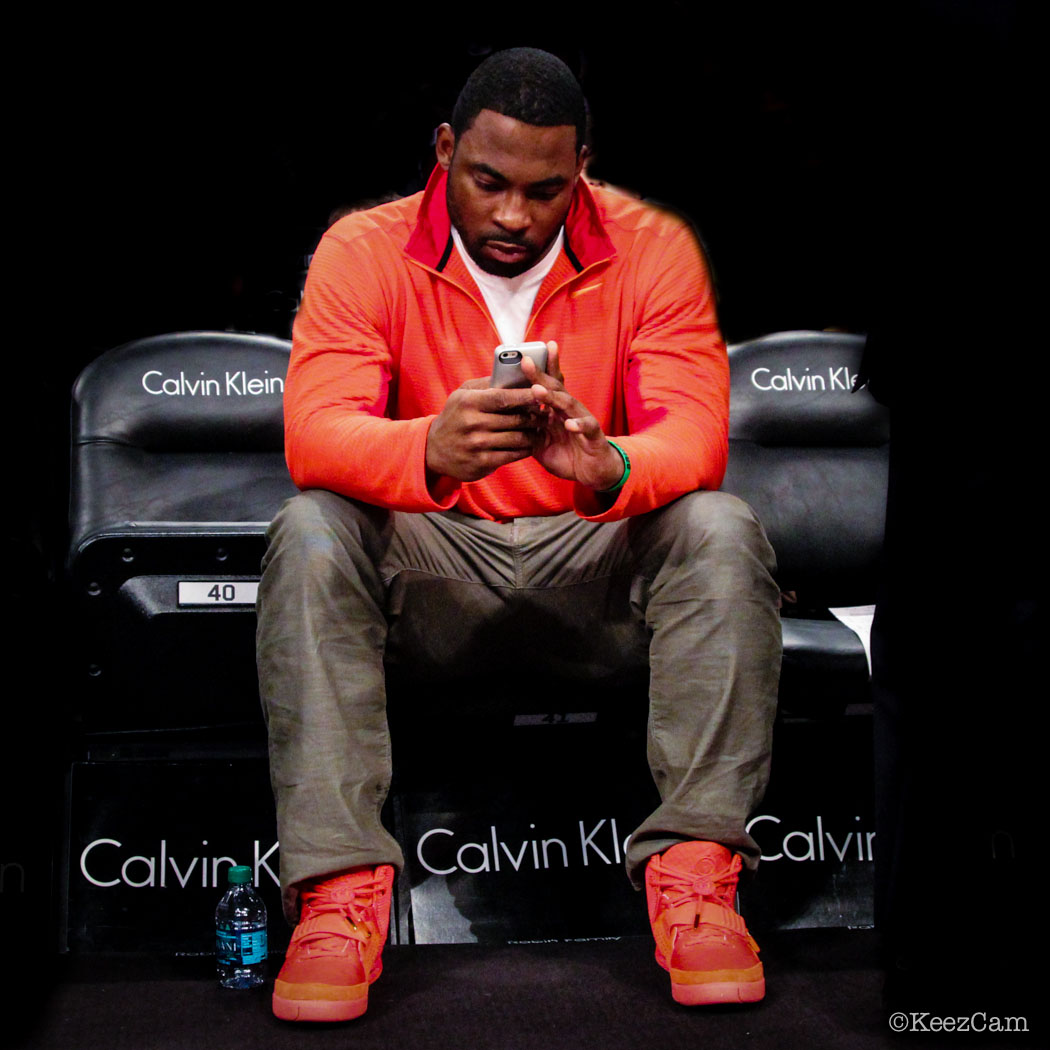 Justin Tuck wearing Nike Air Yeezy 2 Red October (2)