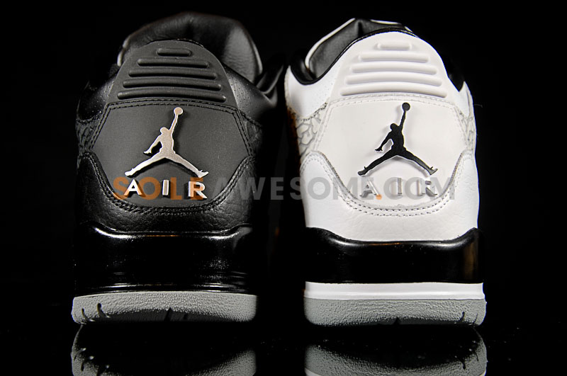 Air Jordan Retro 3 Flip - Black & White Comparison Photos