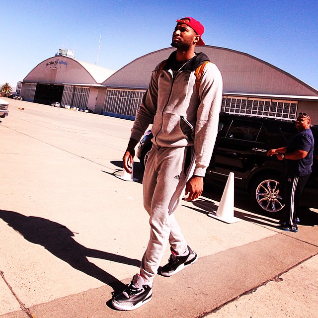 DeMarcus Cousins wearing Air Jordan III 3 Black Cement