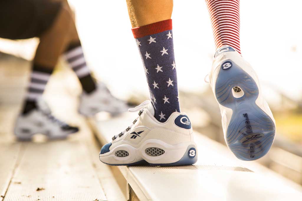 reebok question low blue toe