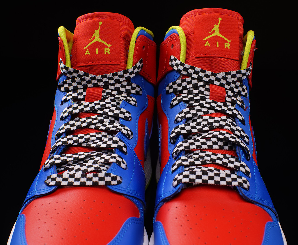 red blue black and yellow jordans