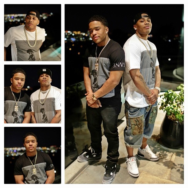 Nelly wearing Air Jordan 3 Cement