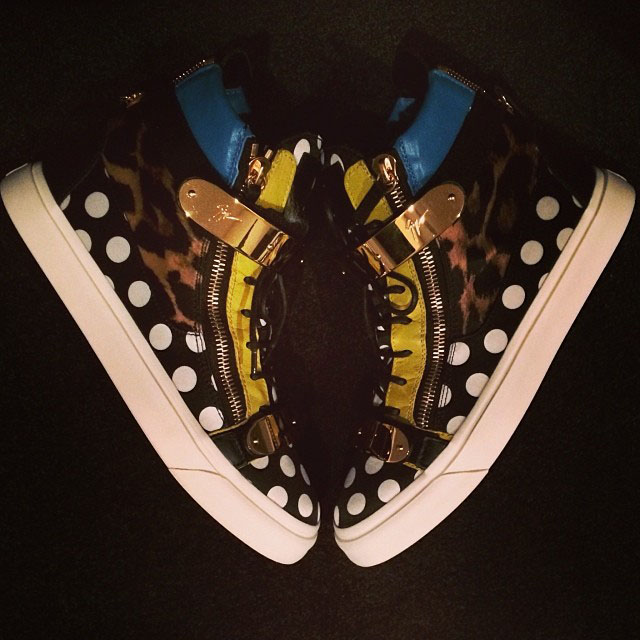 Chad Johnson Picks Up Giuseppe Zanotti Polka Dot Leopard Sneakers