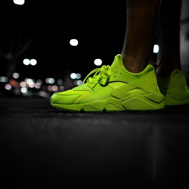 black and lime green huaraches