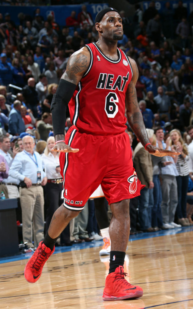 LeBron James wearing Nike LeBron X Red Suede (7)