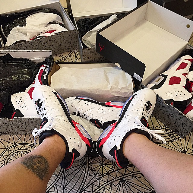 white infrared 6s on feet