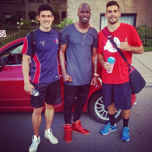 Chad Johnson wearing Maison Martin Margiela Red Sneakers