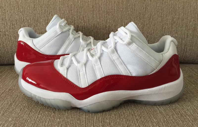 red and white low top 11s