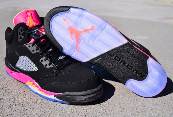 Jordan retro 5 on sale pink and black