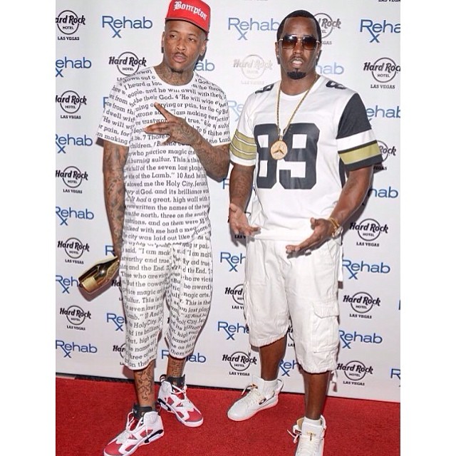 YG wearing Air Jordan VI 6 Carmine