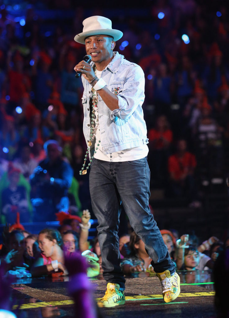 Pharrell Williams wearing adidas Originals Stan Smith Yellow