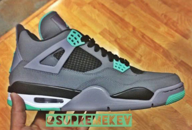 Air Jordan IV 4 Dark Grey Green Glow Cement Grey Black 308497-033