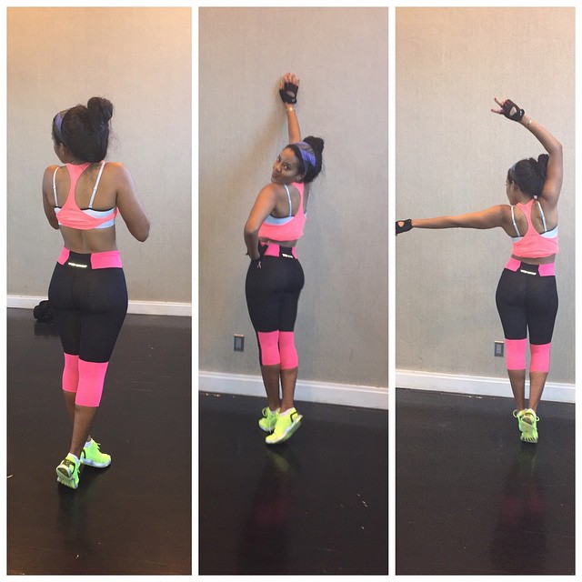 Angela Simmons wearing Under Armour Speedform