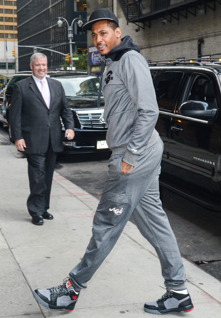 Carmelo Anthony wearing Air Jordan 1 Trek