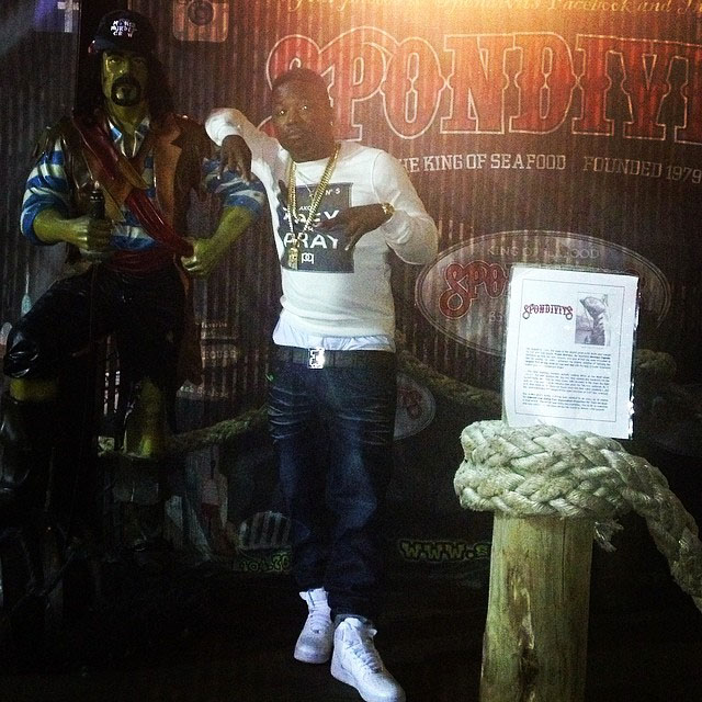 Troy Ave wearing Nike Air Force 1 High White