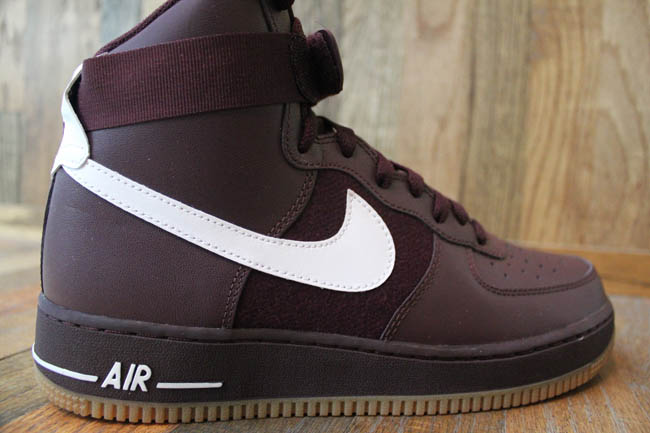 burgundy high top air force ones