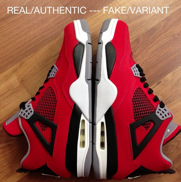 fake vs real jordan 4 fire red