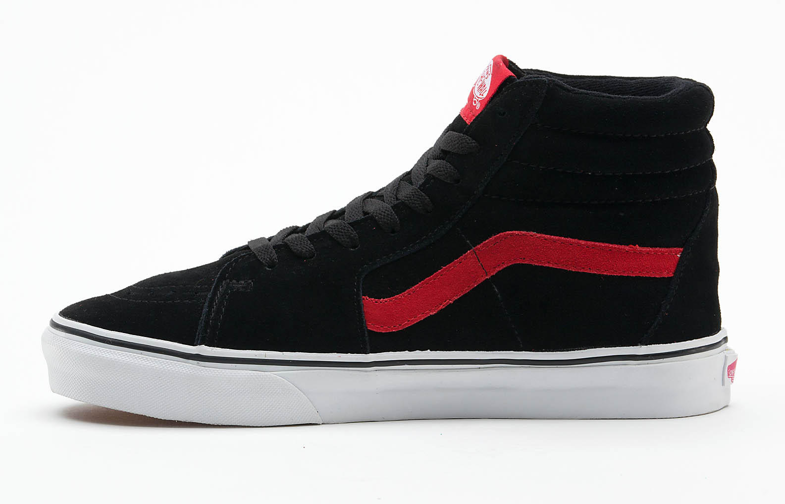 high top vans black and red