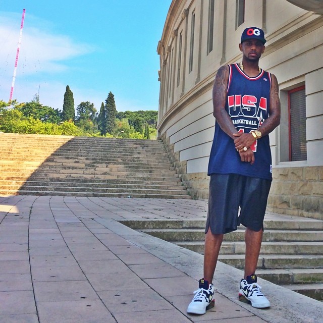 Fabolous wearing Nike Air Force 180 USA