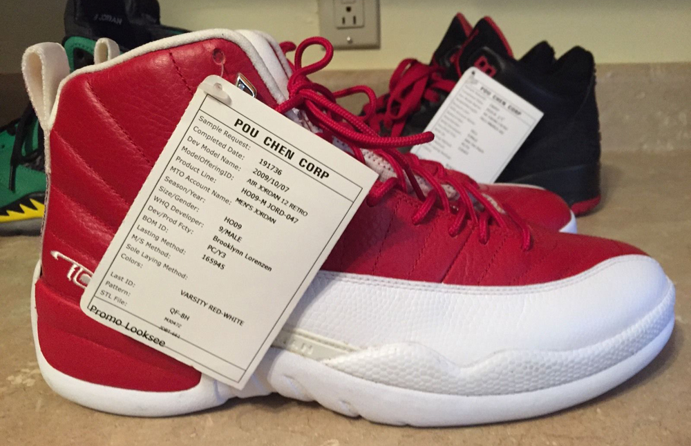 white and red jordan 12