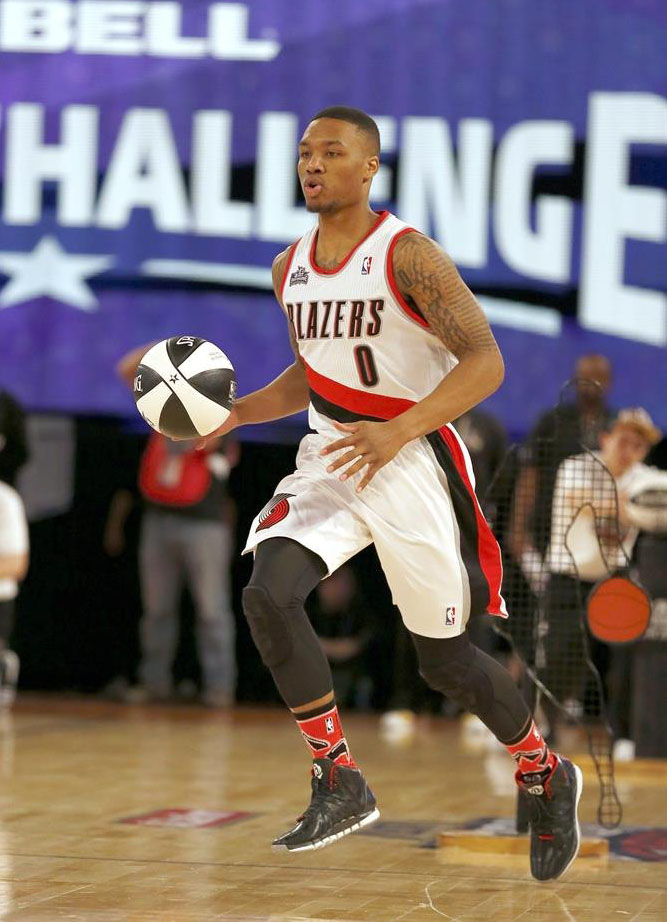 Damian Lillard wearing adidas Rose 4.5 Away