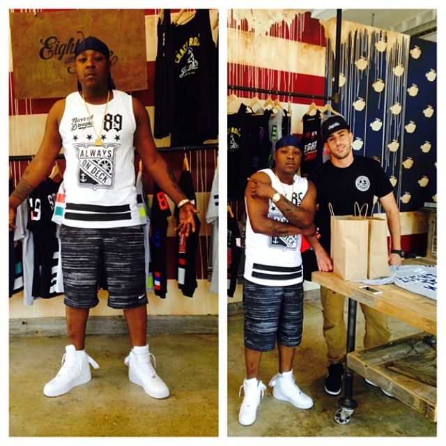 Jadakiss wearing Nike Air Force 1 Hi White