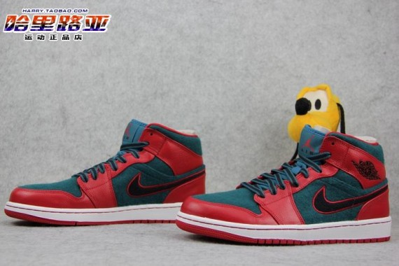 air jordan 1 mid gym red/black-dark sea