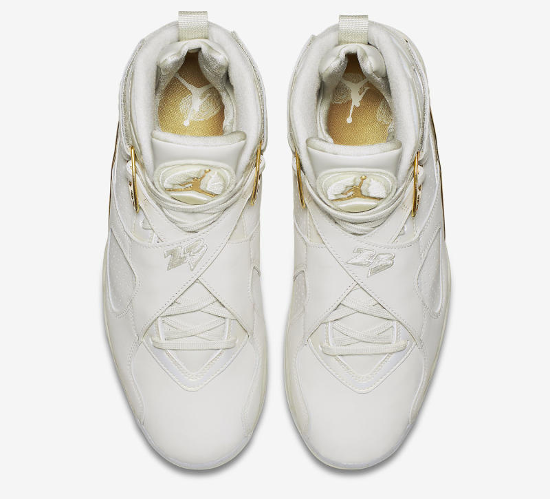 Jordan 8 best sale white and gold