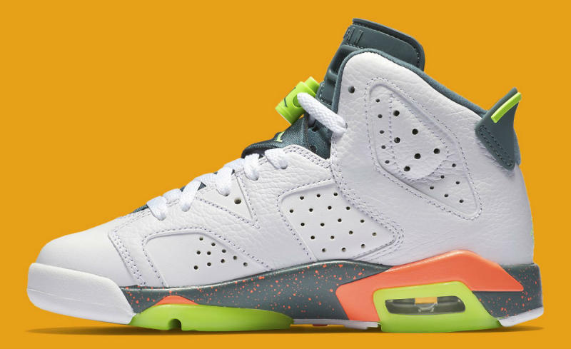 green and orange jordans 6