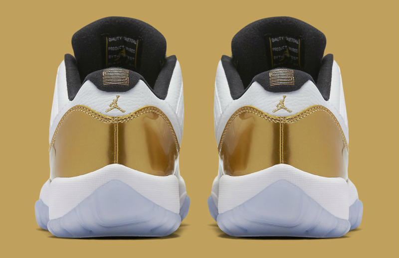 gold and white low top 11s