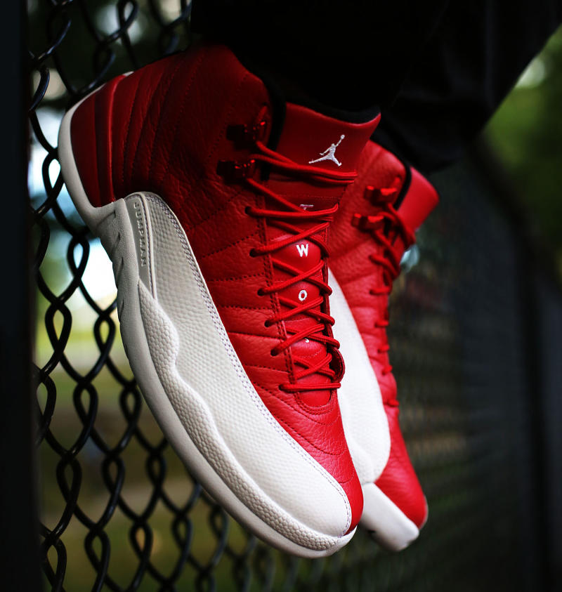 jordan 12 gym red on feet