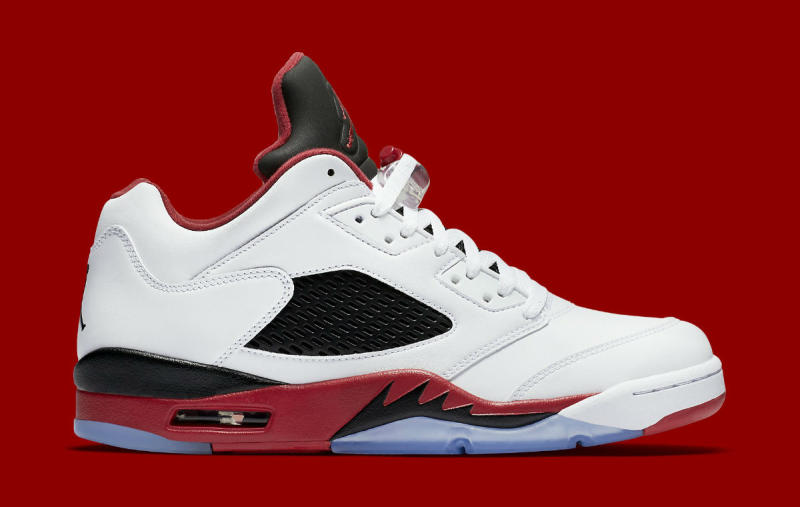 fire red jordan 5 low