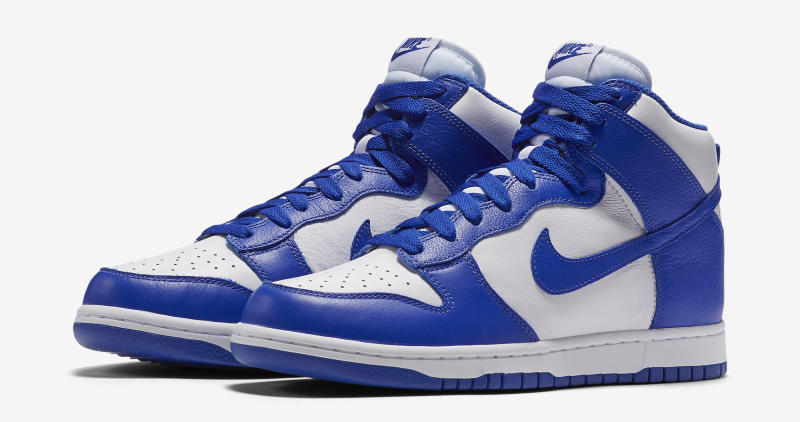 blue and white dunks