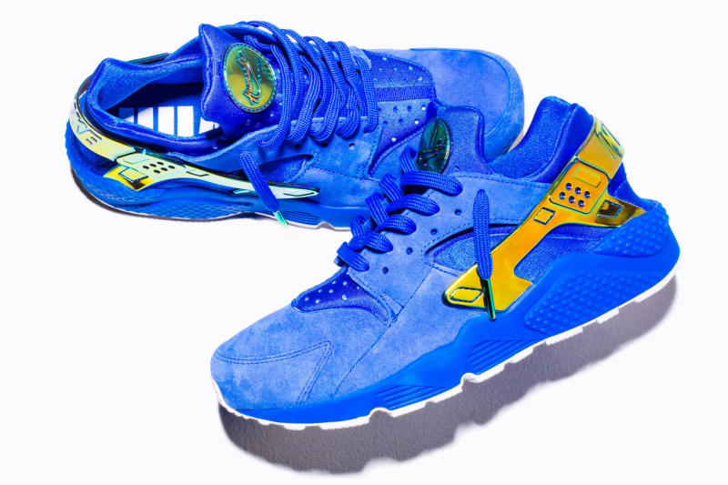 blue and chrome huaraches