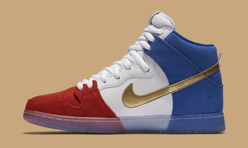 red white and blue nike high tops