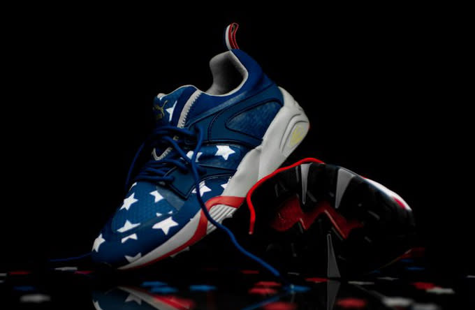 red white and blue puma shoes