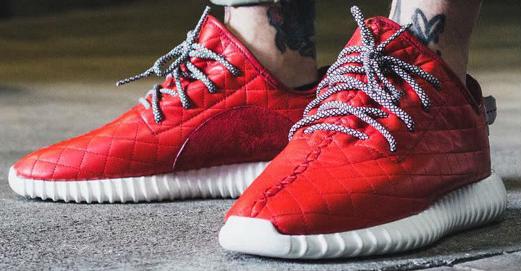 Red Quilted Leather adidas Yeezy 350 