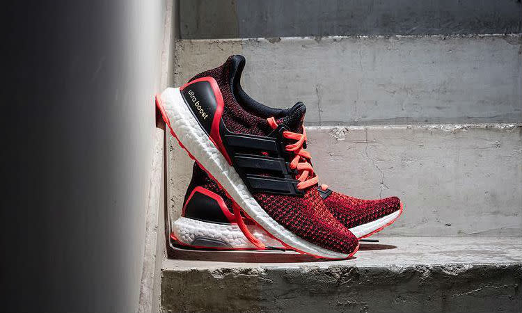 solar red ultra boost black sole