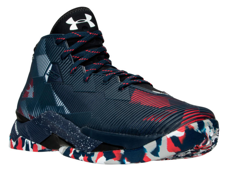 red white and blue steph curry shoes