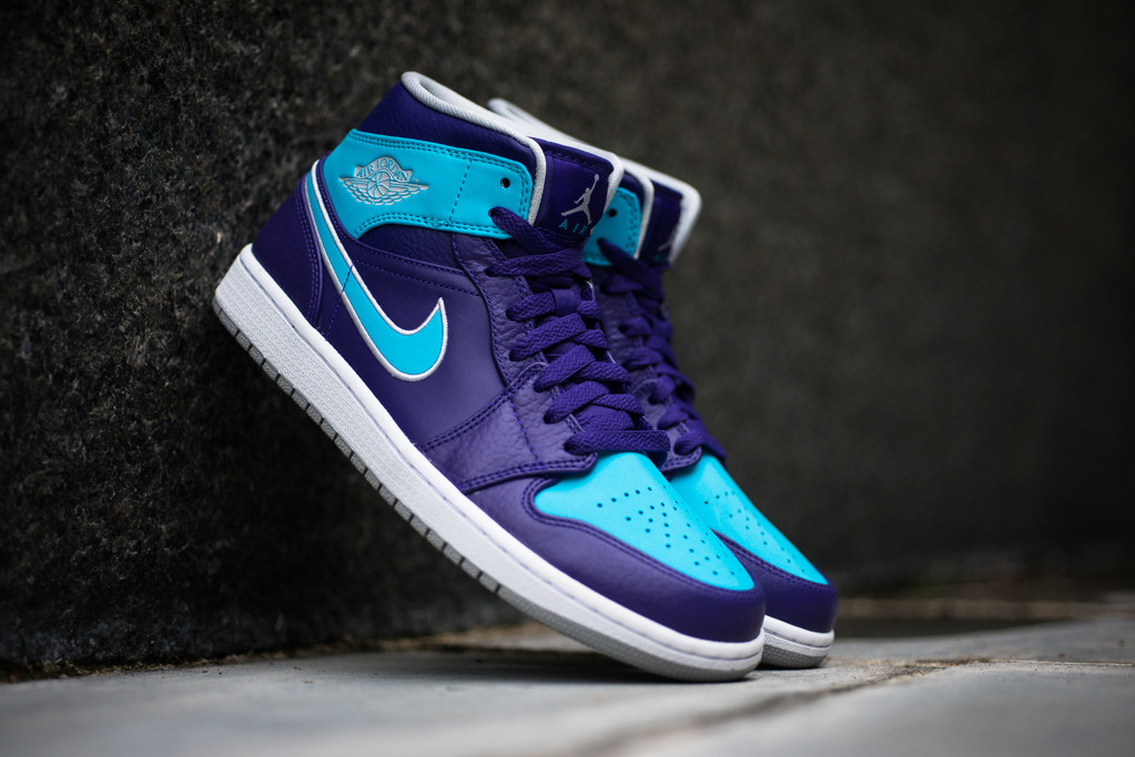 purple and teal jordan 1