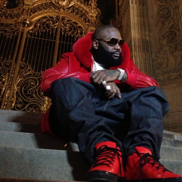 Rick Ross wearing Balenciaga Arena Red/Black