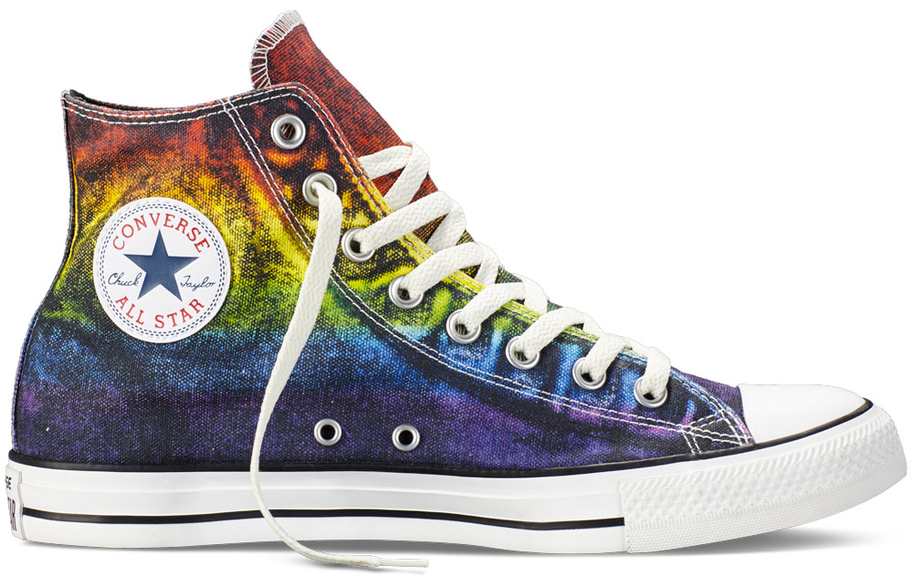 multi colored high top converse